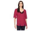 B Collection By Bobeau Michalina Blouse With Trim (richberry) Women's Blouse
