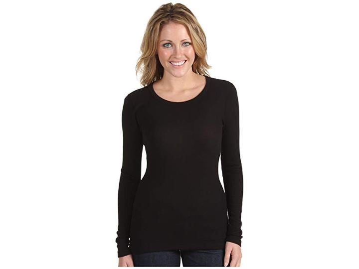 Three Dots Thermal L/s Crewneck (black) Women's Long Sleeve Pullover