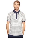 U.s. Polo Assn. Slim Fit Striped Short Sleeve Pique Polo Shirt (vanilla Prep) Men's Short Sleeve Pullover