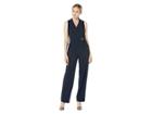 Tahari By Asl V-neck Jumpsuit With Self Belt (navy) Women's Jumpsuit & Rompers One Piece