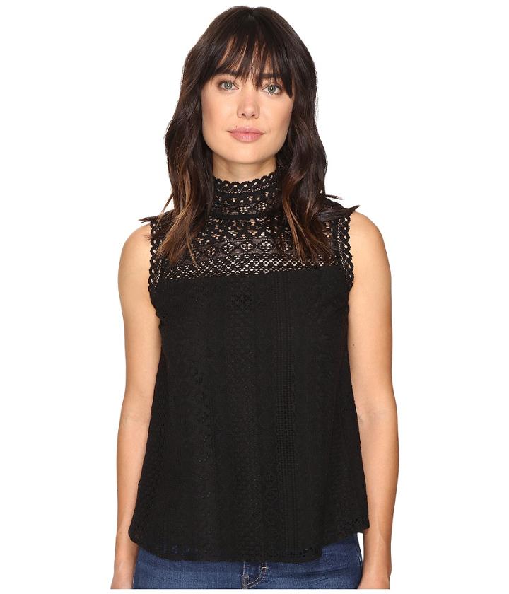 Michael Stars Lace Victorian Shell (black) Women's Clothing