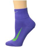 Nike Elite Run Lightweight 2.0 Quarter (persian Violet/light Green Spark) Quarter Length Socks Shoes