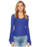 Free People Soo Dramatic Long Sleeve Top (blue) Women's Long Sleeve Pullover