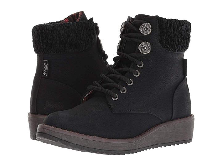 Blowfish Chomper (black Saddlerock Pu/vanity Knit) Women's Lace-up Boots