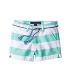 Tommy Hilfiger Kids Rugby Stripe Shorts With Rope Belt (little Kids) (cabbage) Girl's Shorts