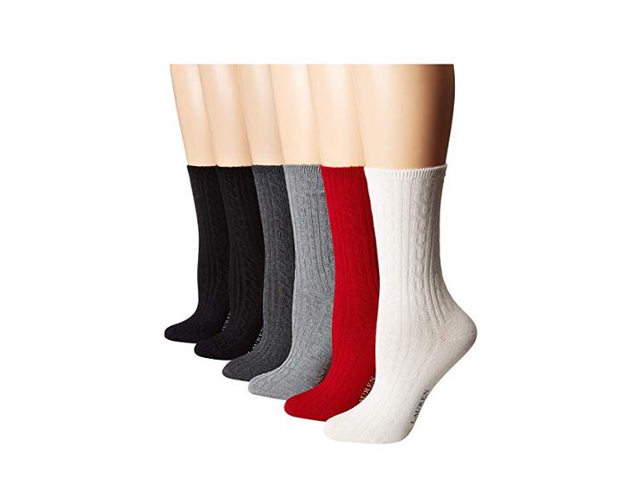 Lauren Ralph Lauren Cable Texture Trouser 6-pack (red) Women's Low Cut Socks Shoes