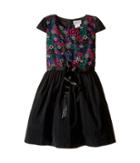 Us Angels Cap Sleeve Embroidered Bodice Full Skirt (big Kids) (black) Girl's Dress