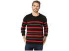 Kenneth Cole New York Long Sleeve Striped Sweater Crew (garnet) Men's Clothing