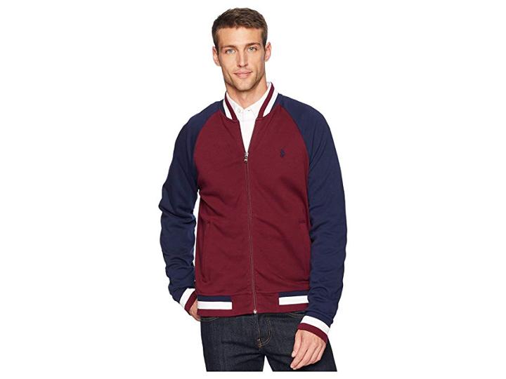 Polo Ralph Lauren Interlock Track Bomber Jacket (classic Wine Multi) Men's Coat