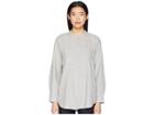 Eileen Fisher Organic Cotton Flannel Twill Mandarin Collar Shirt (dark Pearl) Women's Clothing