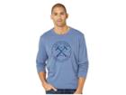 Life Is Good Positive Lifestyle Hammers Long Sleeve Crusher Tee (heather Vintage Blue) Men's T Shirt