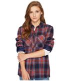 Volcom Plaid About You Long Sleeve (midnight Blue) Women's Clothing