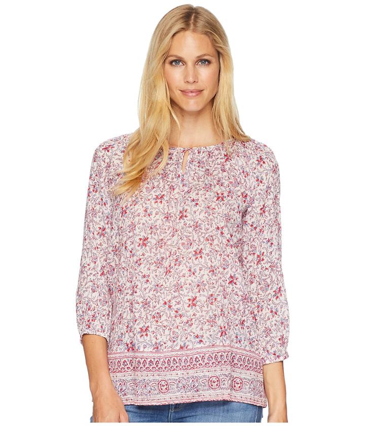 Chaps Floral Cotton Top (pearl Multi/klossy Floral) Women's Blouse