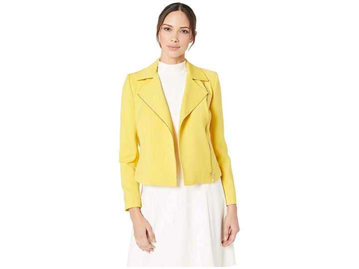 Tahari By Asl Moto Jacket With Asymmetrical Zip (sunflower) Women's Clothing