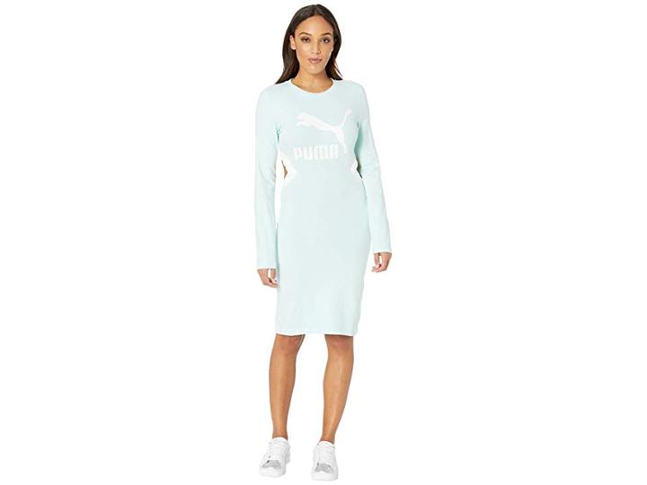 Puma Classics Logo Tight Dress (fair Aqua) Women's Clothing