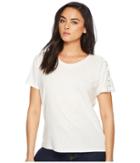 Lauren Ralph Lauren Lace-up Linen-jersey Top (mascarpone Cream) Women's Clothing