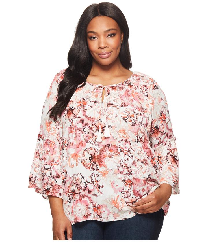 Karen Kane Plus Plus Size Ruffle Sleeve Top (rose) Women's Clothing