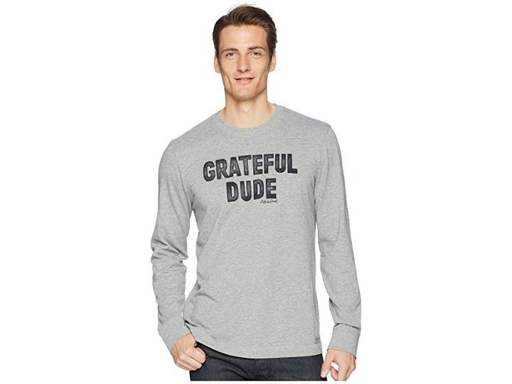 Life Is Good Grateful Dude Long Sleeve Crusher Tee (heather Gray) Men's T Shirt