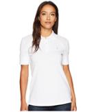 U.s. Polo Assn. Short Sleeve Lace Yoke Solid Stretch Pique Polo Shirt (optic White) Women's Clothing