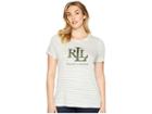 Lauren Ralph Lauren Plus Size Studded Logo T-shirt (mascarpone Cream/admiral Green) Women's T Shirt