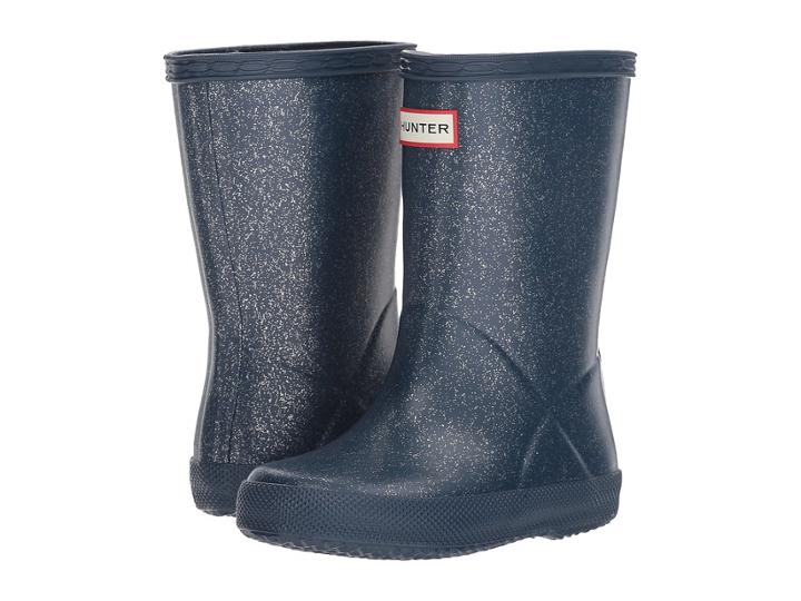 Hunter Kids First Glitter Rain Boot (toddler/little Kid) (dark Lake Blue) Kids Shoes