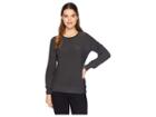 Chaser Cozy Knit Bishop Sleeve Wide Neck Pullover W/ Strappings (black) Women's Clothing