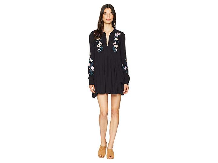 Free People Mia Gauze Embroidered Mini (black) Women's Dress