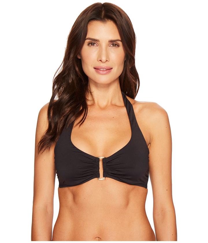 Tommy Bahama Pearl Underwire Halter Bikini Top (black) Women's Swimwear