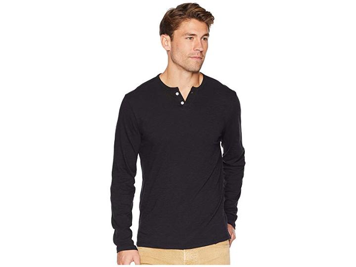 Joe's Jeans Wintz Long Sleeve Slub Henley (black) Men's Clothing