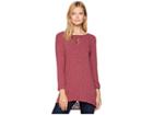 Mod-o-doc Slubbed Sweater Knit Bateau Neck Tunic With Lace Inserts (cranberry) Women's Sweater