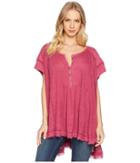 Free People Aster Henley (red Berry) Women's Clothing