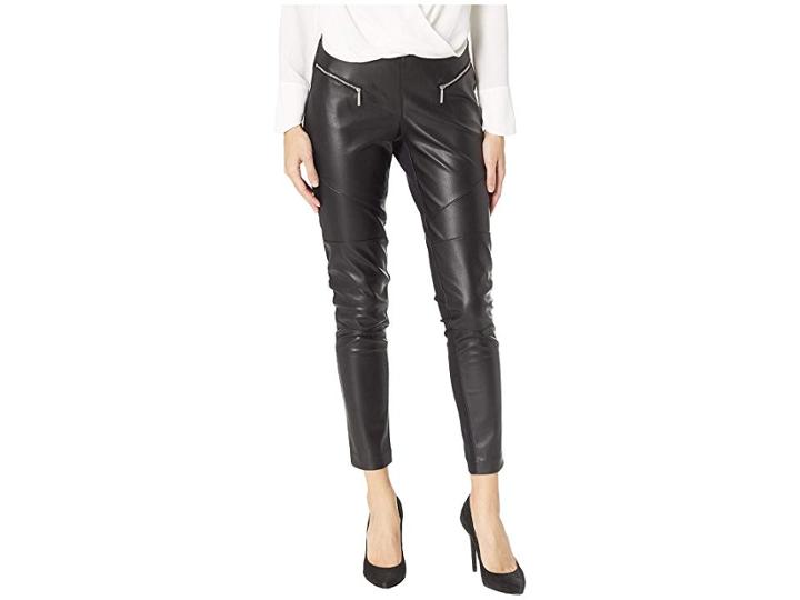 Michael Michael Kors Faux Leather Front Moto Leggings (black) Women's Casual Pants