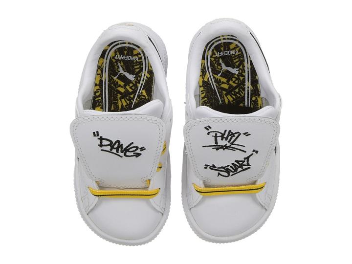 Puma Kids Minions Basket Tongue (toddler) (puma White/puma Black/minion Yellow) Kids Shoes