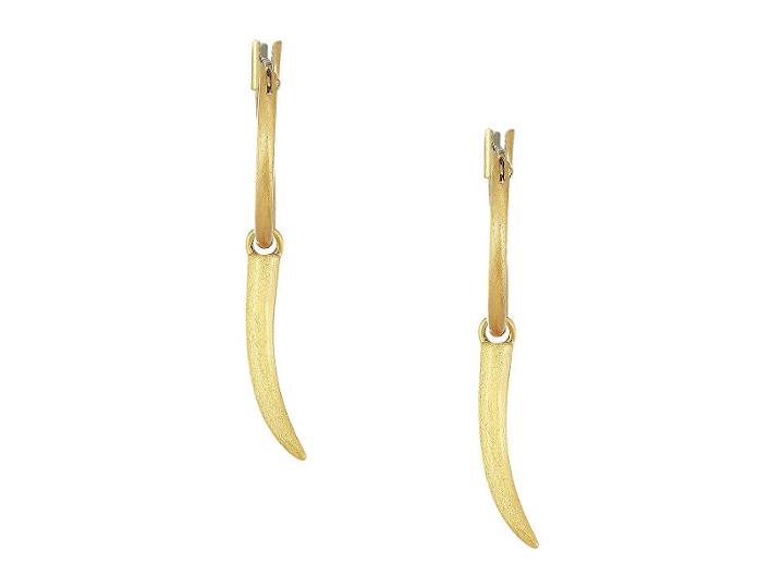 Rebecca Minkoff Golden Horn Mini Hoop Earrings (gold) Earring