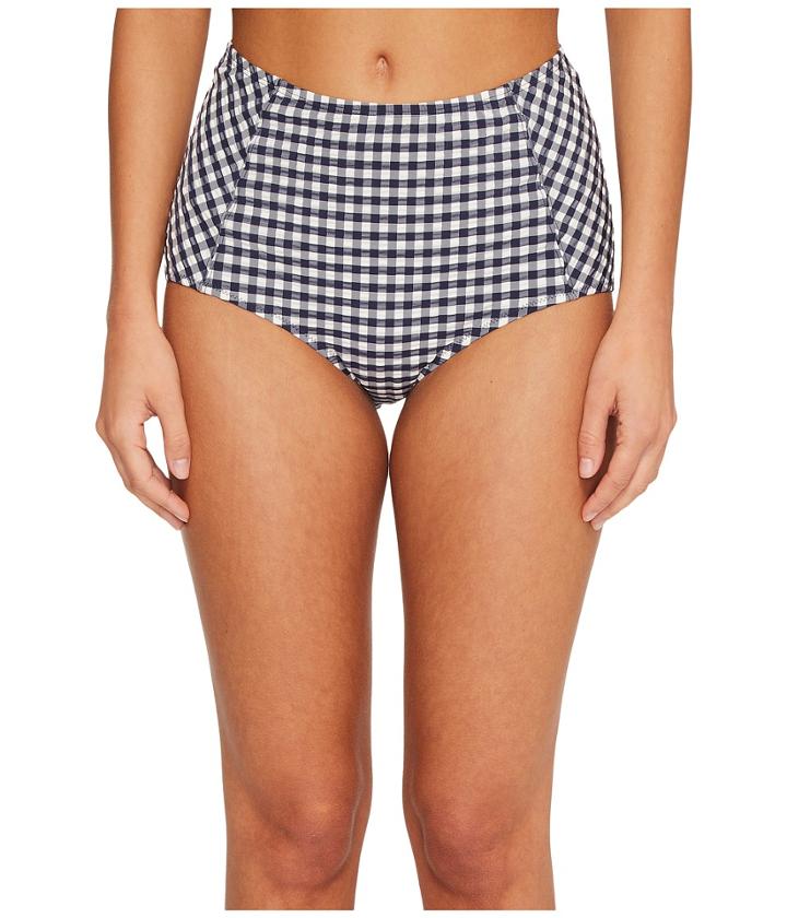 Tory Burch Swimwear Gingham High-waisted Bottom (tory Navy/white) Women's Swimwear
