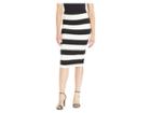 Eci Color Blocked Stripe Knit Pencil Skirt (black/ivory) Women's Skirt