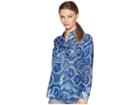 Lauren Ralph Lauren Petite Paisley Silk-blend Shirt (blue Multi) Women's Clothing