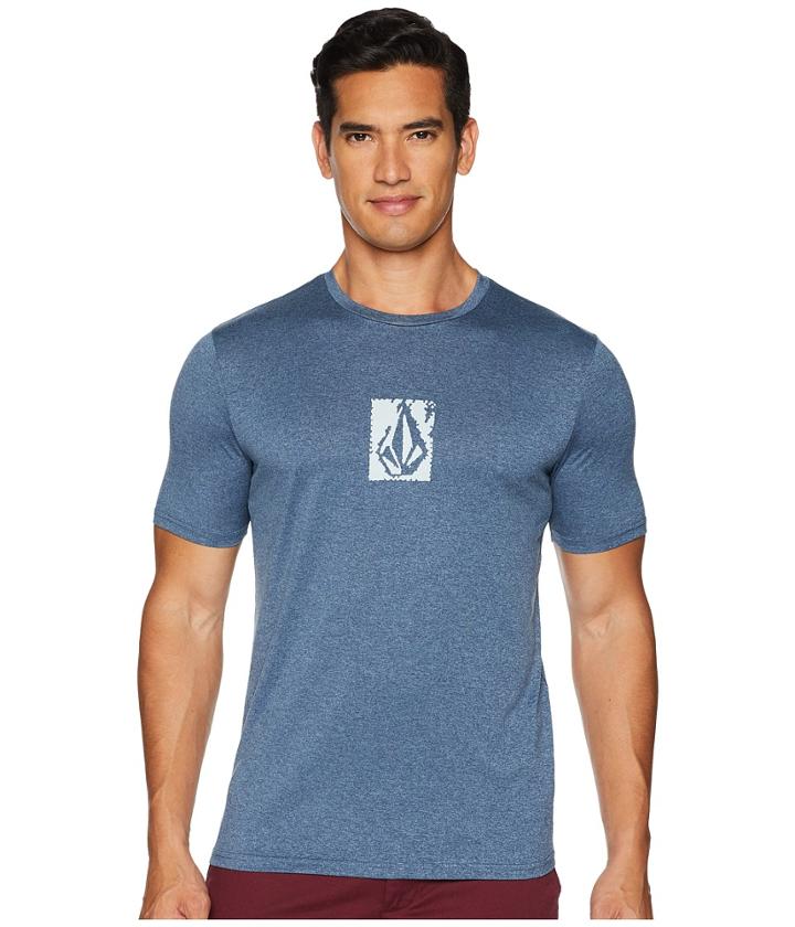 Volcom Lido Pixel Heather Lycra Short Sleeve (deep Blue) Men's Clothing