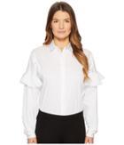 Versace Jeans Shirt Button Up W/ Ruffle Sleeves (white) Women's Clothing