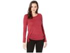 Bobeau Long Sleeve Side Tie Top (merlot) Women's Blouse