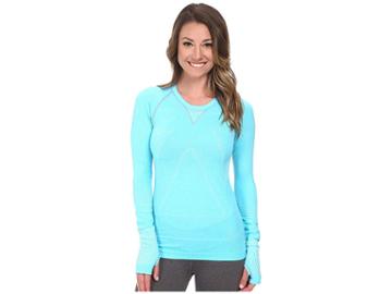 Zensah Run Seamless Long Sleeve Shirt (heather Aqua) Women's Workout