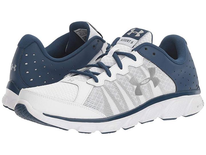Under Armour Ua Micro G(r) Assert 6 (white/blackout Navy/metallic Silver) Men's Running Shoes