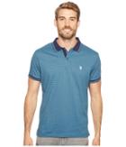 U.s. Polo Assn. Slim Fit Printed Short Sleeve Jersey Polo Shirt (medium Blue Heather) Men's Short Sleeve Pullover