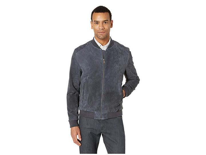 Cole Haan Suede Zip Front Water Resistant Jacket (navy) Men's Clothing