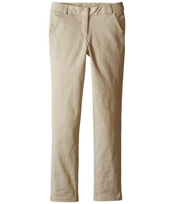 Nautica Kids Straight Leg Stretch Twill Pants (little Kids) (su Khaki) Girl's Casual Pants