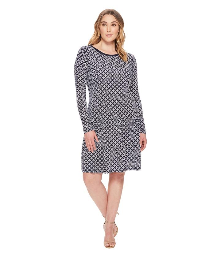 Michael Michael Kors Plus Size Rope Geo T-shirt Dress (true Navy/white) Women's Dress