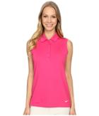 Nike Golf Victory Solid Sleeveless Polo (vivid Pink/white) Women's Sleeveless