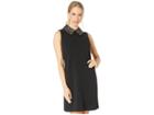 Betsey Johnson Scuba Crepe Shift Dress With Embellished Collar (black) Women's Dress