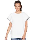 7 For All Mankind Two-tone Muscle Sweatshirt (optic White/heather Grey Contrast) Women's Sweatshirt