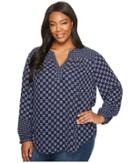 Nydj Plus Size Plus Size Peasant Top (reclaimed Shibori Peacoat) Women's Clothing